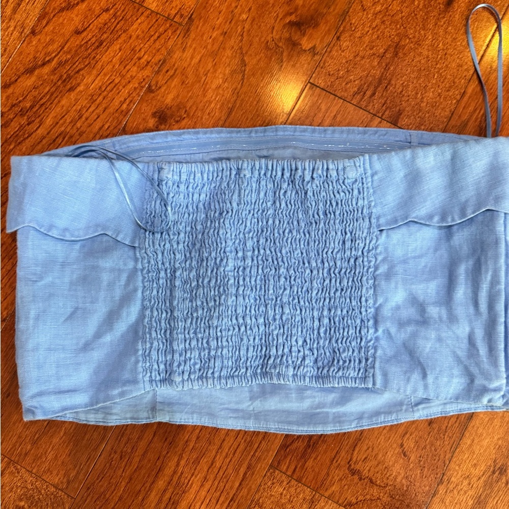 Abercrombie & Fitch Premium Linen Strapless Scallop Top Size Large 100% linen - Picture 5 of 6